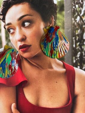 Bold Multicolor Shell Drop Earrings - Women Jewelry